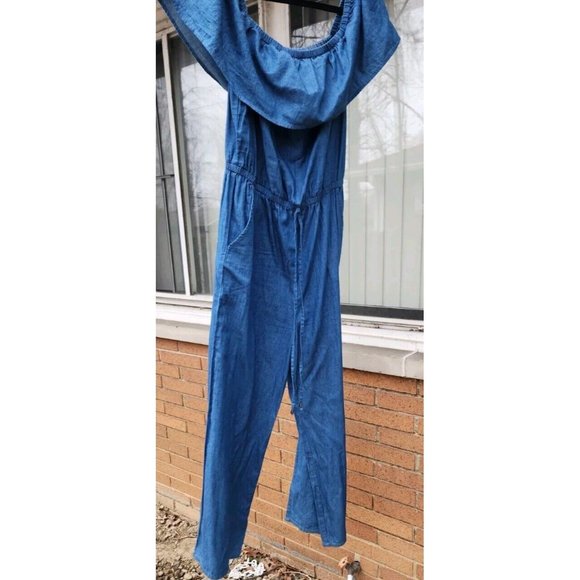 Womens Medium Jumpsuit Blue Jean Jealous Tomato Denim Wide Leg - Picture 4 of 12